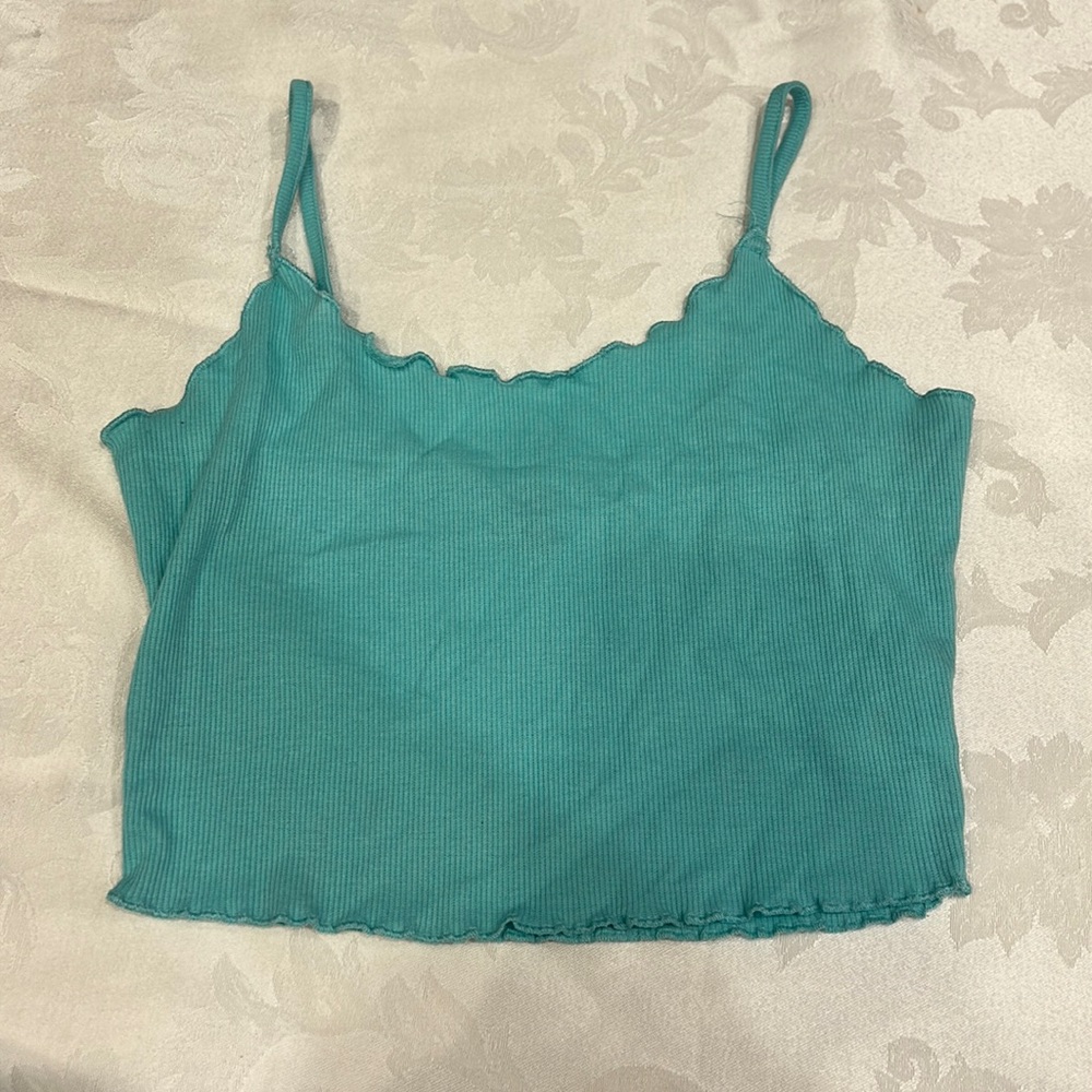 teal shein crop top